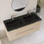 Meuble-lavabo double mural avec plateau en sable noir intégré