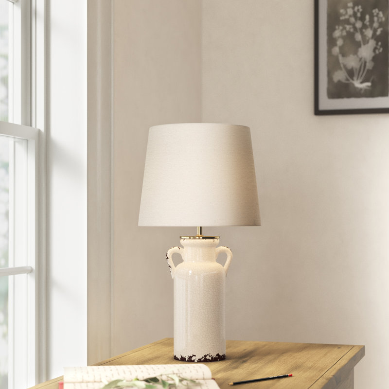 Mamerie Ceramic Table Lamp, Beige