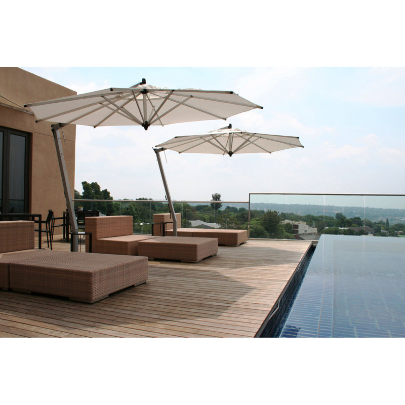 Picollo 10.5' Round Cantilever Umbrella, Ash, Double Stack Metal Plate