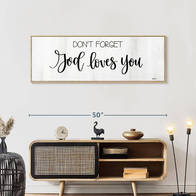 Dieu vous aime, Cadre flottant en bois naturel, 49 po x 17 po