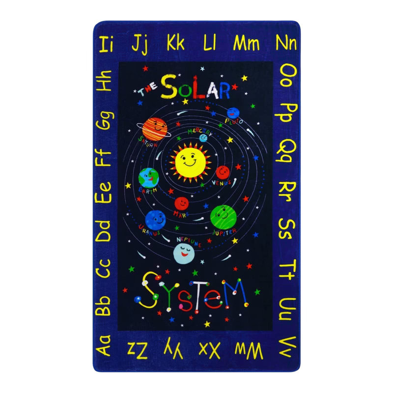 Grand tapis 3 x 5 pi - Tapis de jeu bleu Alphabet Antidérapant, Rectangulaire 3 pi x 5 pi