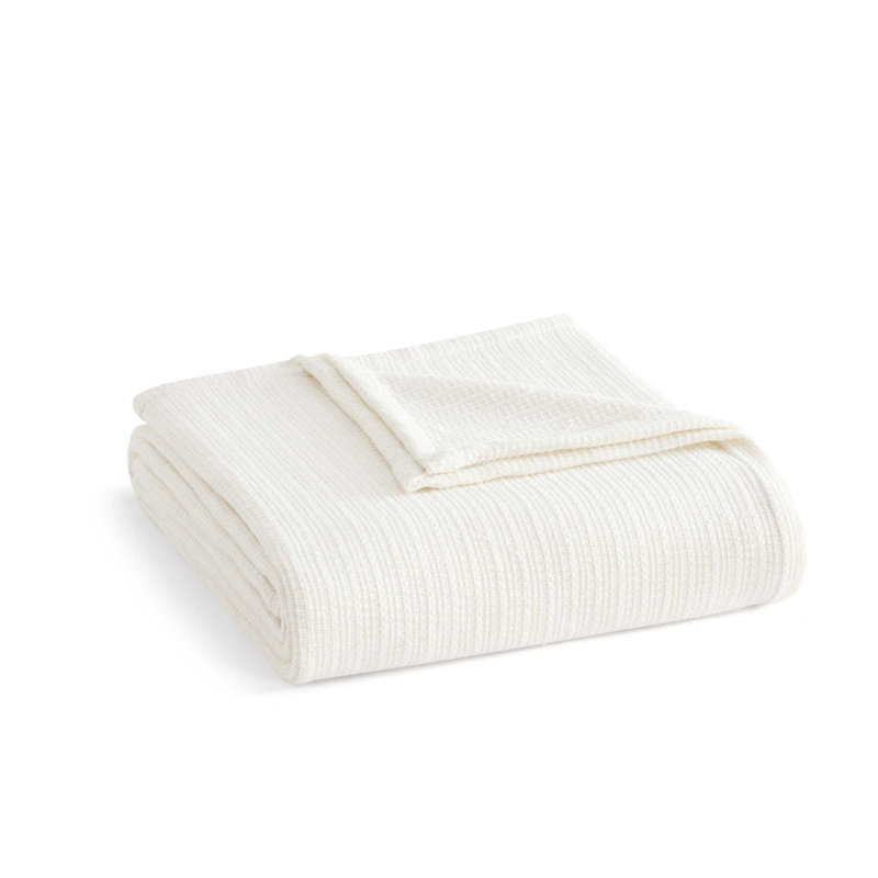 Couverture réversible en coton uni Martha Stewart Bedford, Blanc, Grand lit