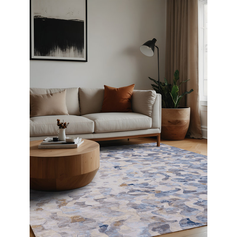 Machine Washable Beige Area Rug, Square 5'