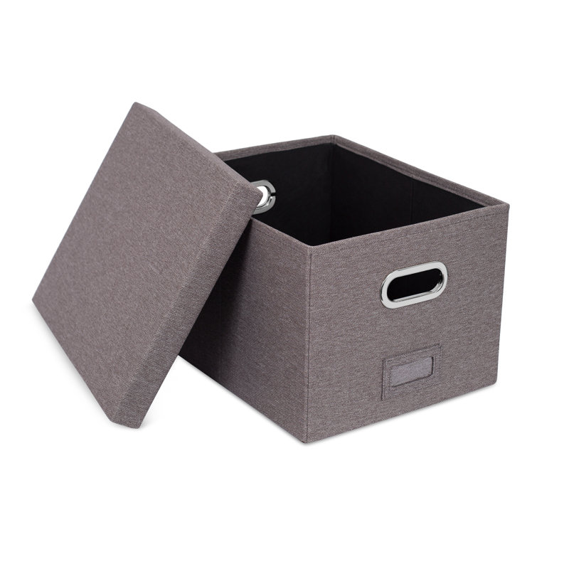 Internet's Best Collapsible File Storage Fabric Box, Light Gray, 4