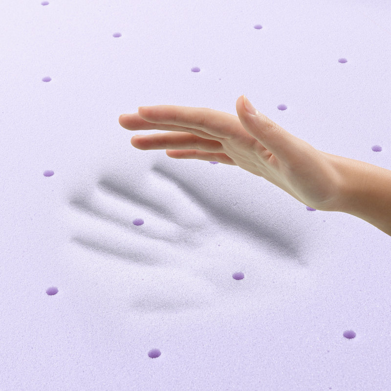 Green Tea Infused Memory Foam Mattress Topper, Twin, Purple, 4"