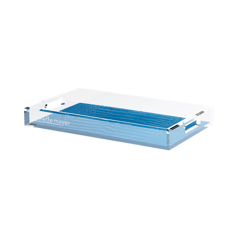 Crocodile Acrylic Rectangle Decorative Tray, 17"W x 10.5"D x 2"H, Kyoto Blue