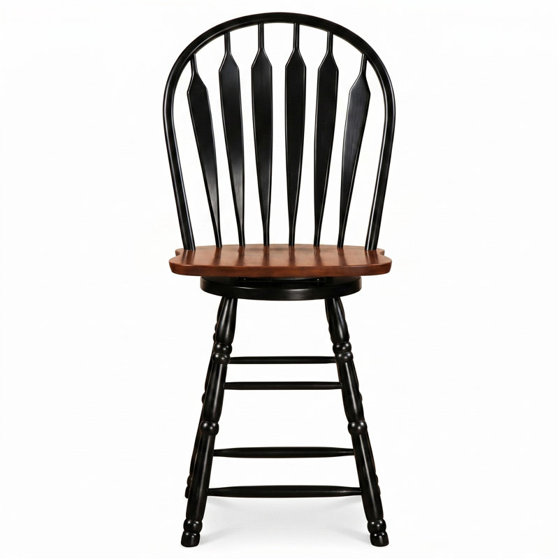 Tabouret de bar Azizi, Noir antique / cerisier