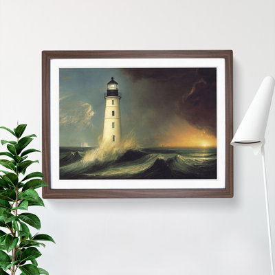 Dashing Lighthouse Seascape - Framed Print