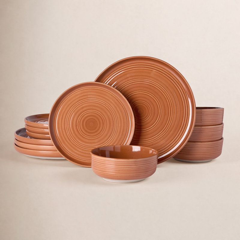 12-Piece Stoneware Dinnerware Set, Terracotta