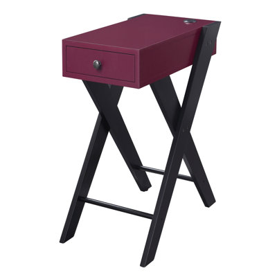Table d'appoint bourgogne et noire avec ports USB