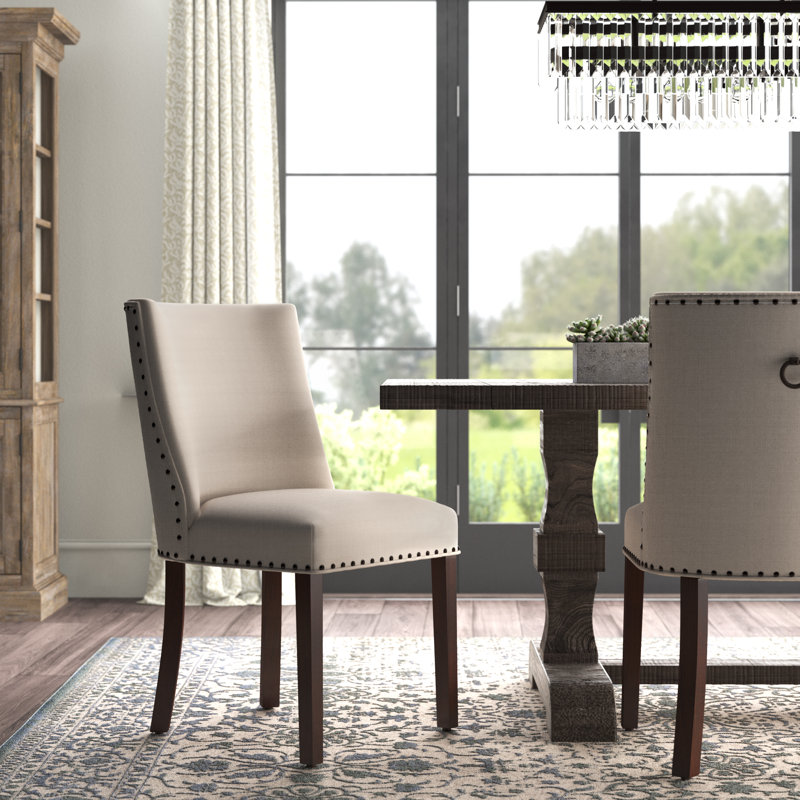 Ehrhart Upholstered Dining Side Chair, Espresso, Natural