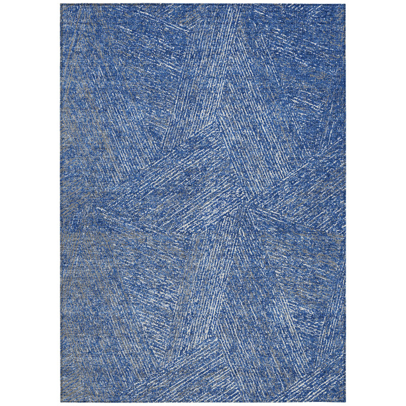 Tapis d'extérieur lavable abstrait bleu marine 10 pi x 14 pi