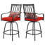 Tabourets de bar pivotants 2 pièces avec coussins rouges, noir