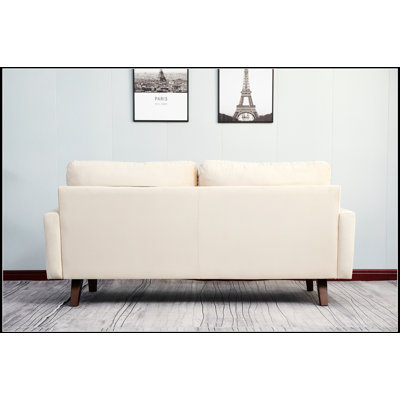 Causeuse en microfibre avec coussin en mousse haute densité - Structure et pieds en bois massif, parfait pour le confort et la durabilité