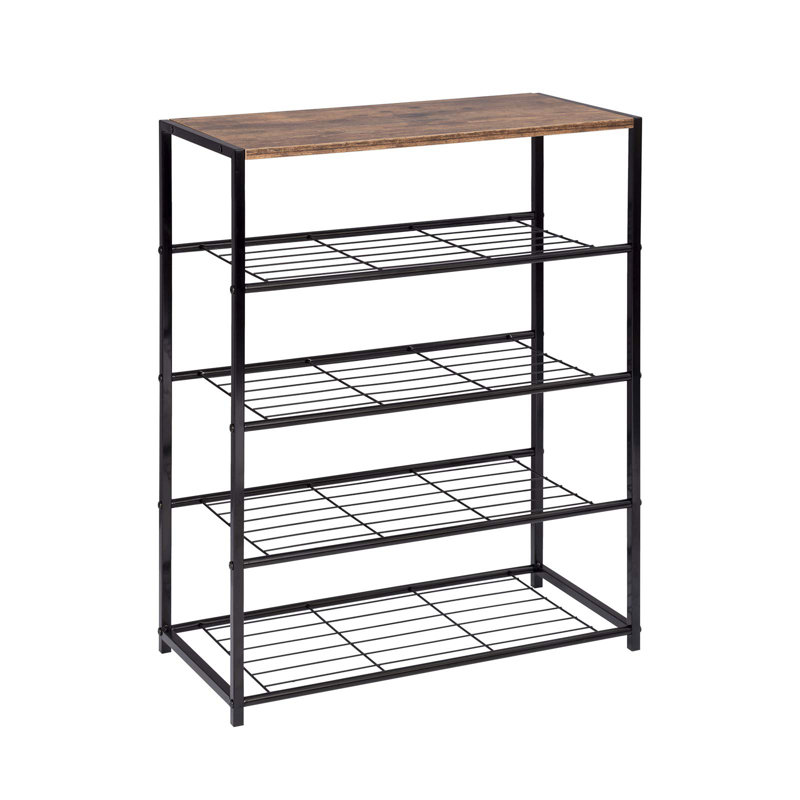 Woltu 12 Pair Shoe Storage Cabinet, Black/Brown