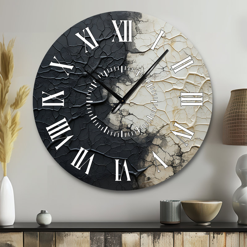 Horloge murale abstraite blanche et noire, Grand