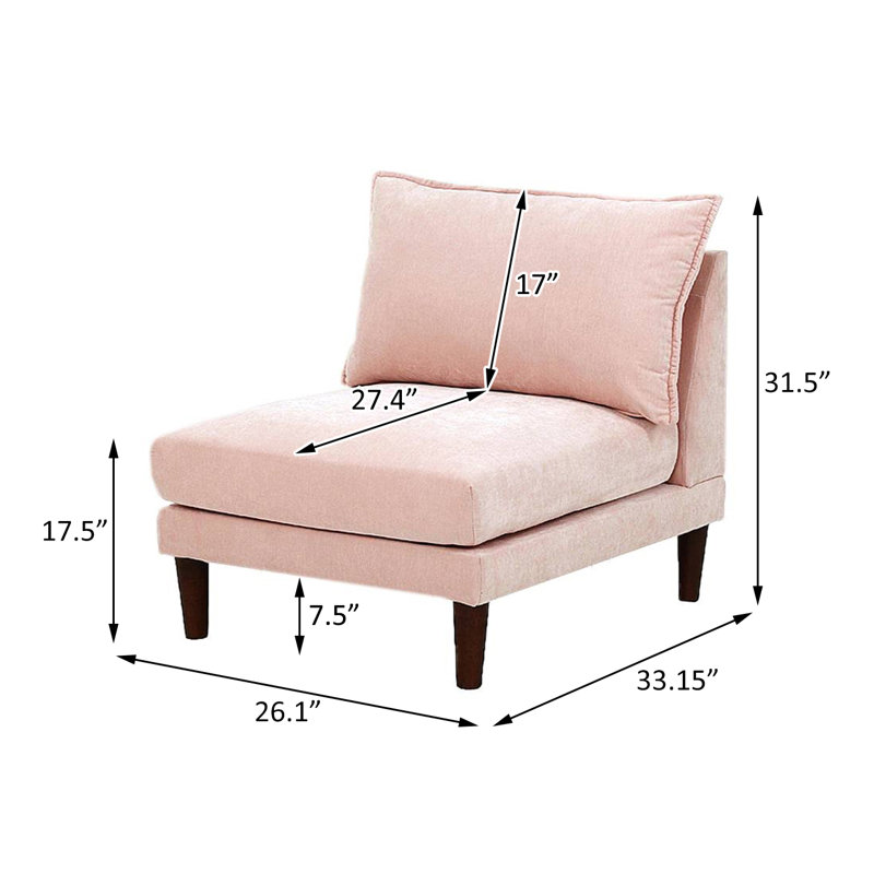 Chaise sans accoudoirs en tissu Cabery, Tissu rose