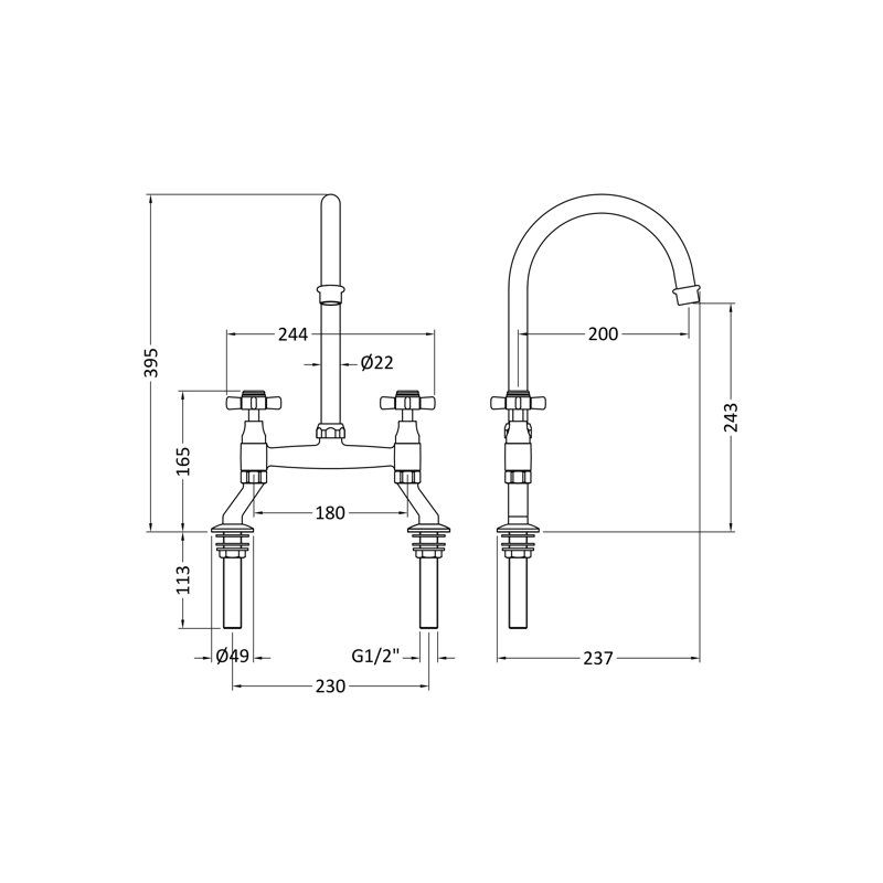 Nuie Kitchen Tap, Brushed Brass