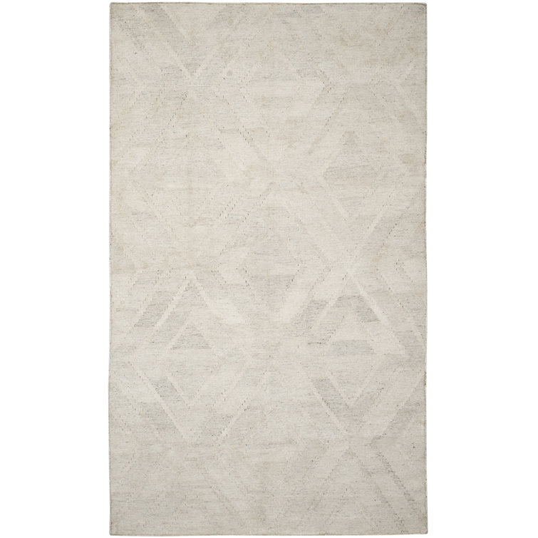 Whittlesey Hand Woven Viscose/Wool Geometric Rug in Light Gray/Ivory