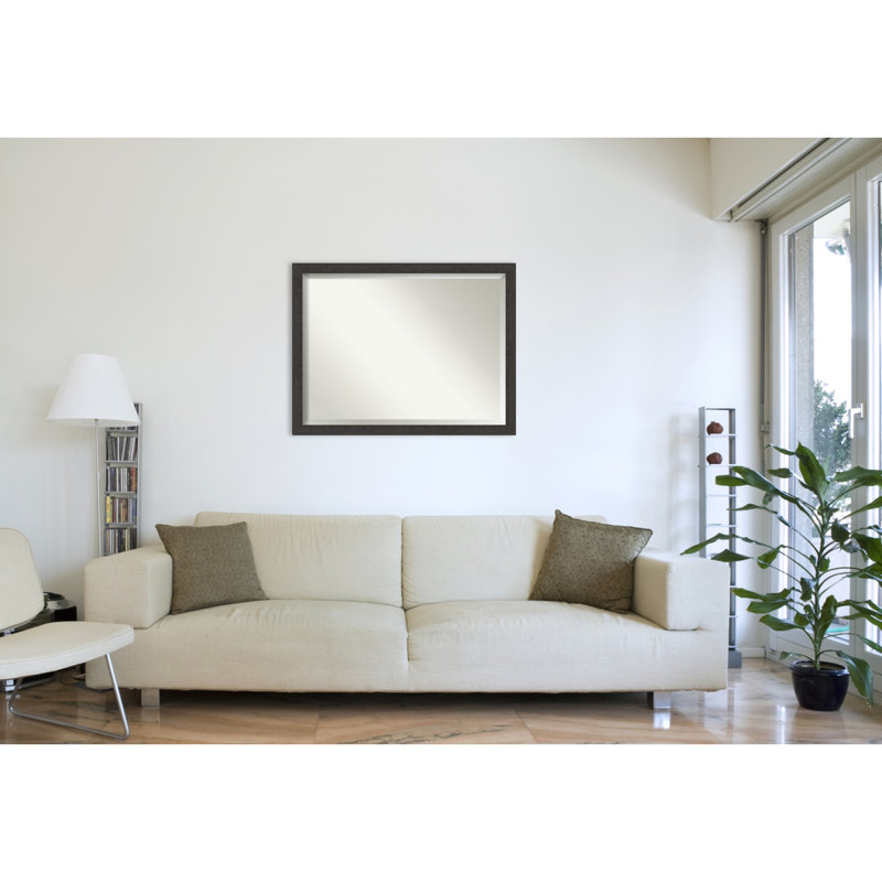 Akhia Narrow Beveled Wall Mirror, 33" x 43", Rustic Plank Espresso