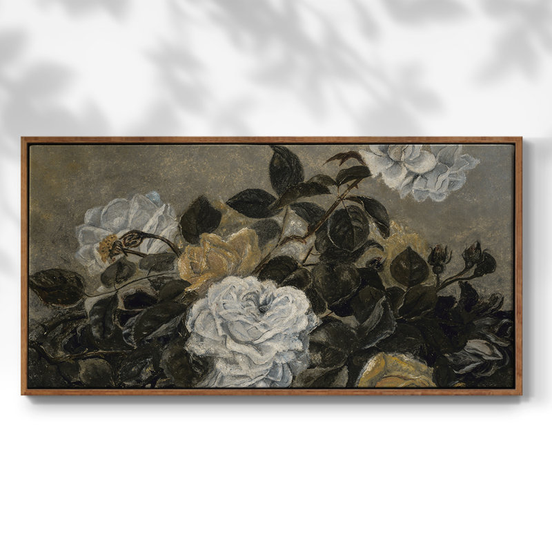 Botanical Series-CDIX- Toile tendue avec châssis tendue, prête à être accrochée, H 25 po x l 49 po, Noyer