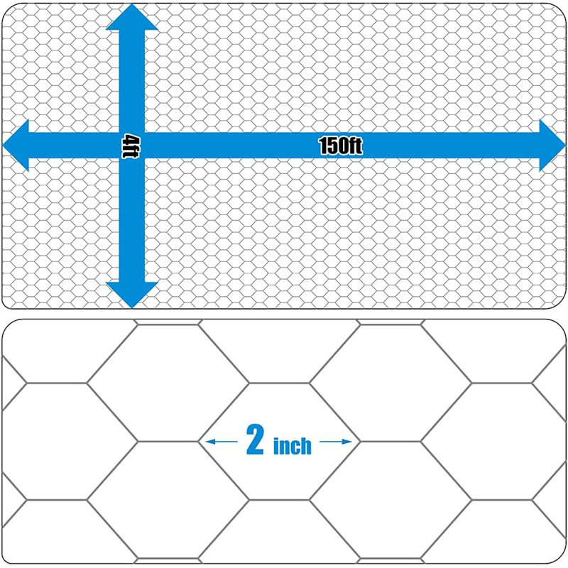 4' H x 150' W 20 Gauge Galvanized Poultry Hex Netting with 2 inch Mesh, Metallic, 4' x 150'