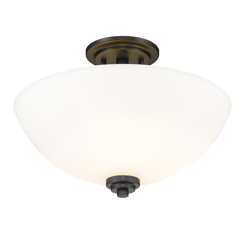 Cardiff Glass Semi Flush Mount, Matte Black