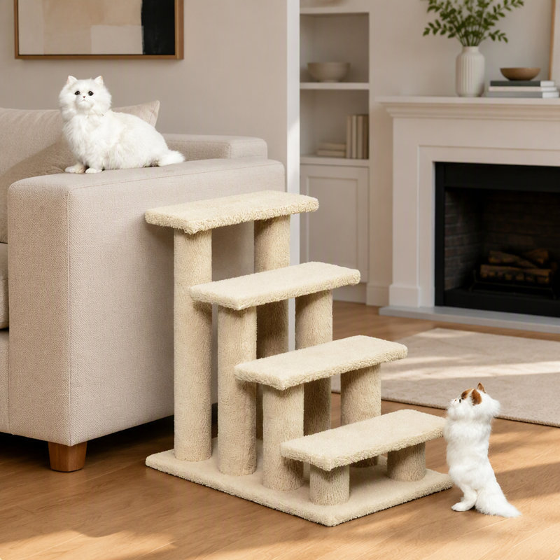 Arbre à chat à plusieurs niveaux avec griffoir et escalier pour animaux, idéal pour jouer, grimper et se détendre