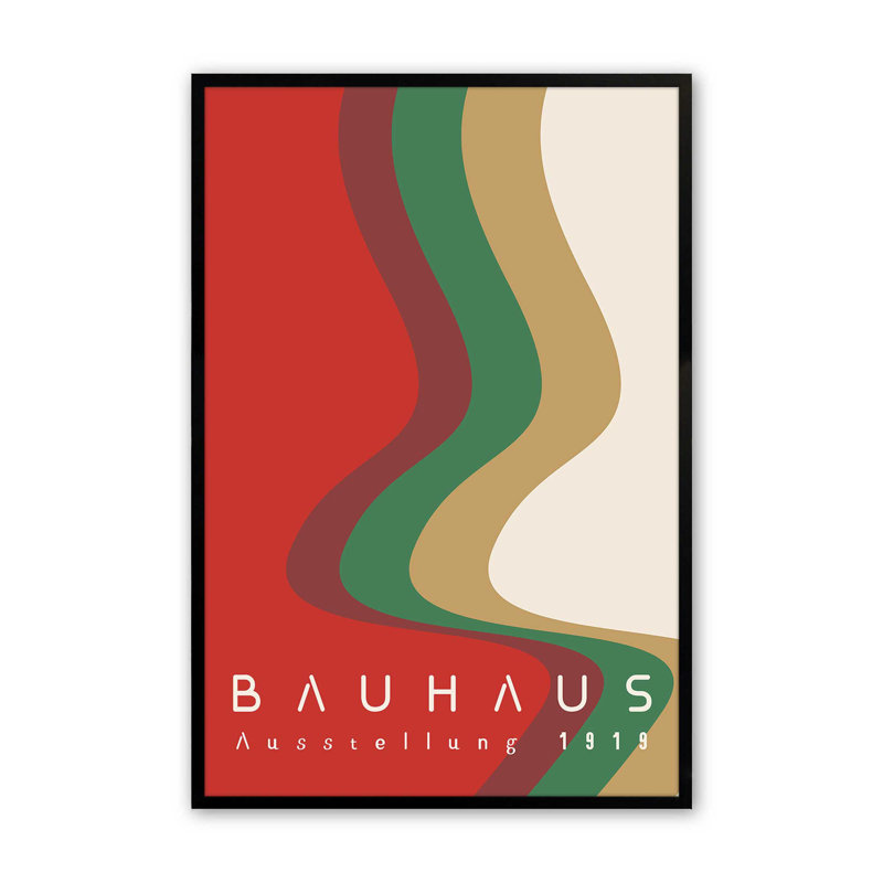 Bauhaus Retro Waves I, H 11 po x l 9 po, Cadre photo noir satiné