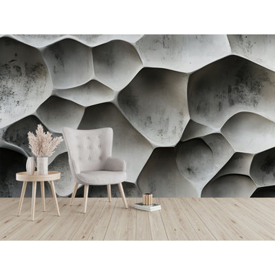 Modern Concrete Texture Wallpaper For Accent Walls – Industrial 3D Stone Look Wall Mural – Neutral Grey Cement Panel Wallpaper For Loft Or Office
