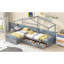 Lit plateforme simple avec trois tiroirs de rangement, gris-817540830