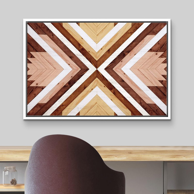 Impression sur toile, motif de bois brun naturel, H 24 po x l 36 po x P 1,5 po, Cadre flottant blanc