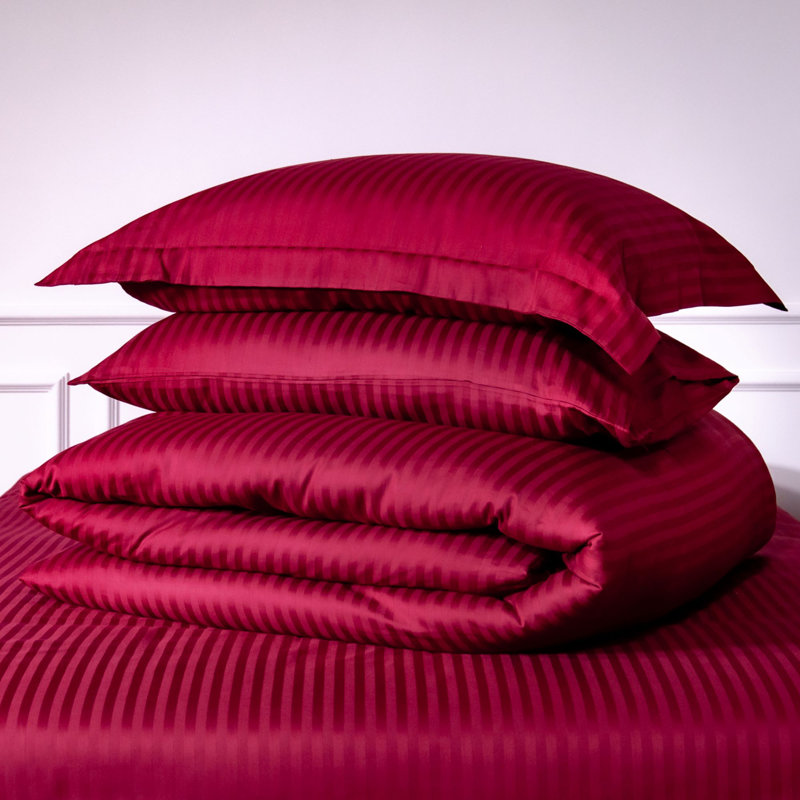 Mix & Match Bundle 200 Thread Count Striped Cotton Sateen Oxford Pillow Case, Red