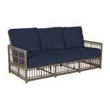 Newport 79" Wide Outdoor Wicker Patio Sofa with Cushions