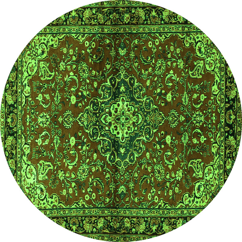 Washable Oriental Indoor Rug, Round 7'
