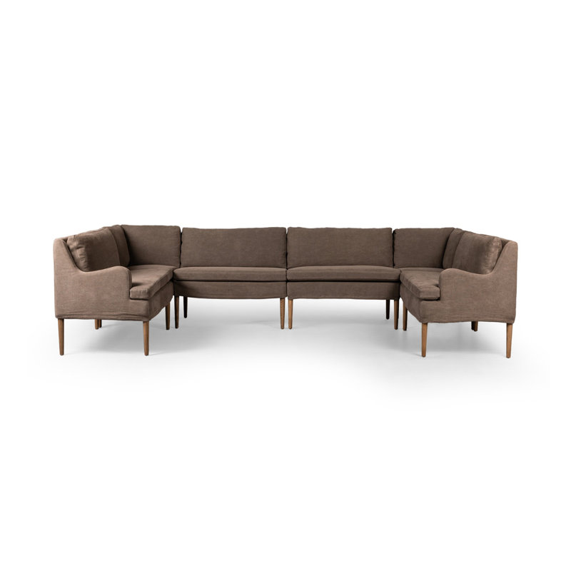 Aurelia 6-Piece Sectional, 34.5" H x 131" W x 75" D, Broadway Coffee Linen