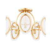 Danes - 5 Light Semi Flush - Vintage Gold Leaf Frame - Glass Shade