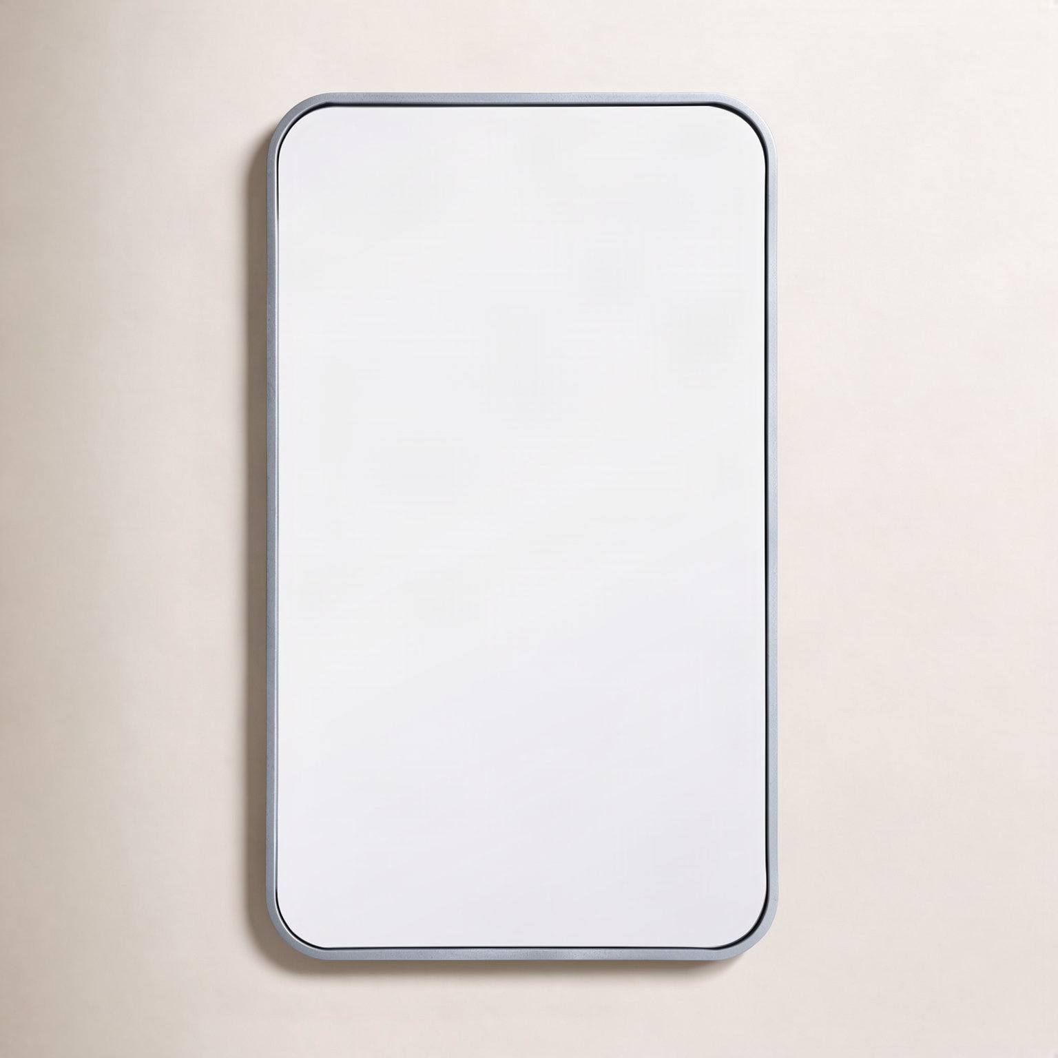 Sabine Metal Rounded Rectangle Wall Mirror, 30" x 18", Silver