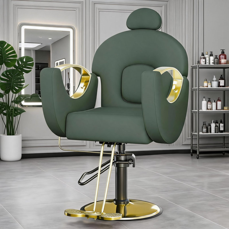 Fauteuil de coiffeur pour coiffeur, fauteuil inclinable robuste à hauteur réglable et base rotative à 360 degrés
