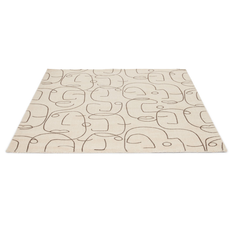 Tapis rectangulaire gris anthracite en laine touffeté à la main Yulja, Rectangle 6 pi 7 po x 9 pi 2 po