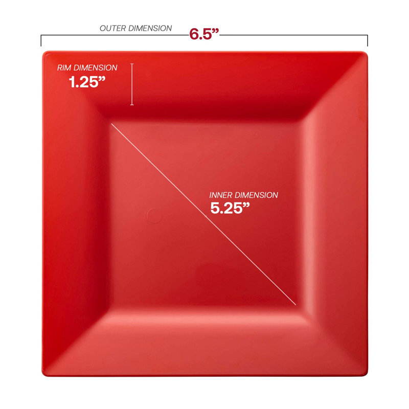 Assiettes carrées rouges en plastique, ensemble de 120 pièces