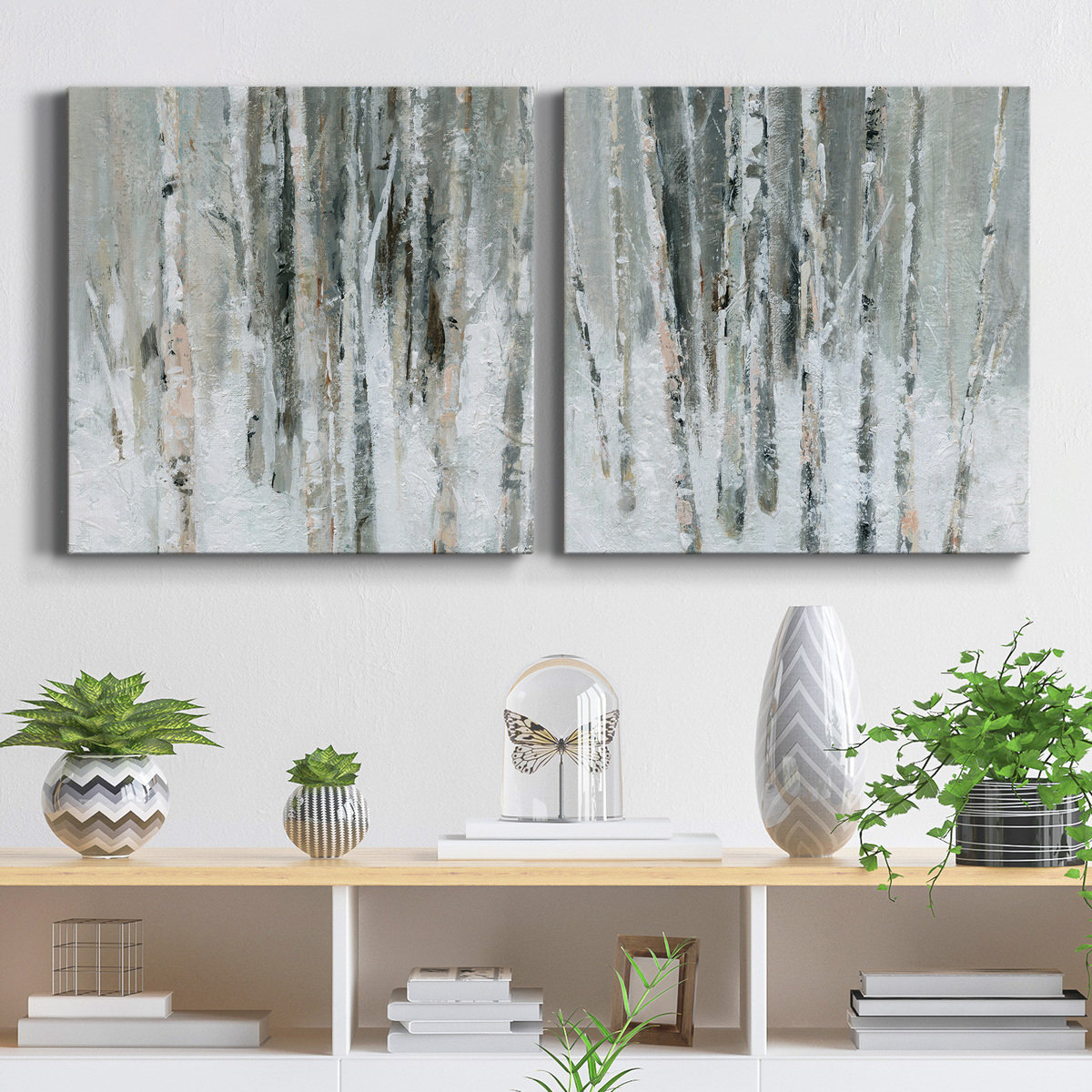 Millwood Pines Birch Blush I - 2 Piece Wrapped Canvas Painting Print ...