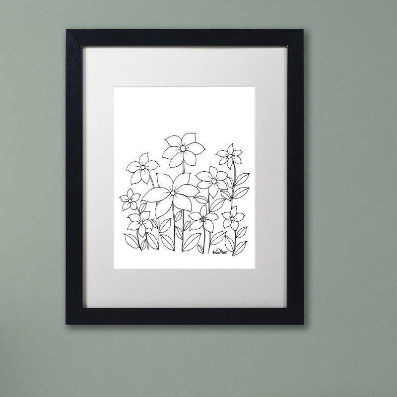 « simple fleur doodle », impression sur toile encadrée, H 14 po x l 11 po x P 0,5 po, Blanc