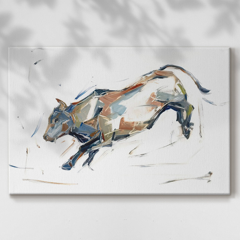 Modern Bull Study II - Toile tendue avec châssis, H 12 po x l 18 po