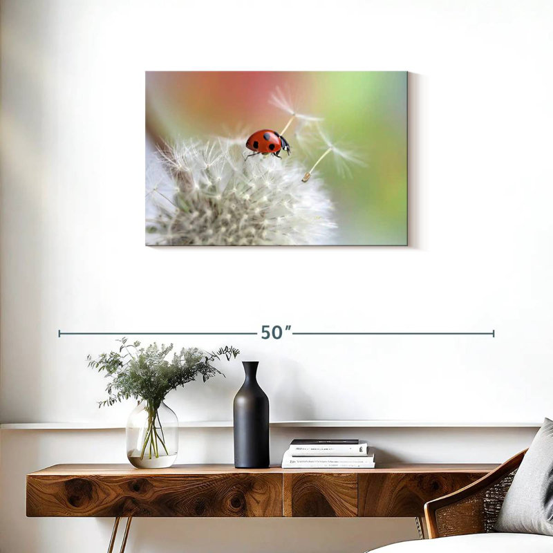 Harnek Ladybug On Dandelion, 20" H x 30" W