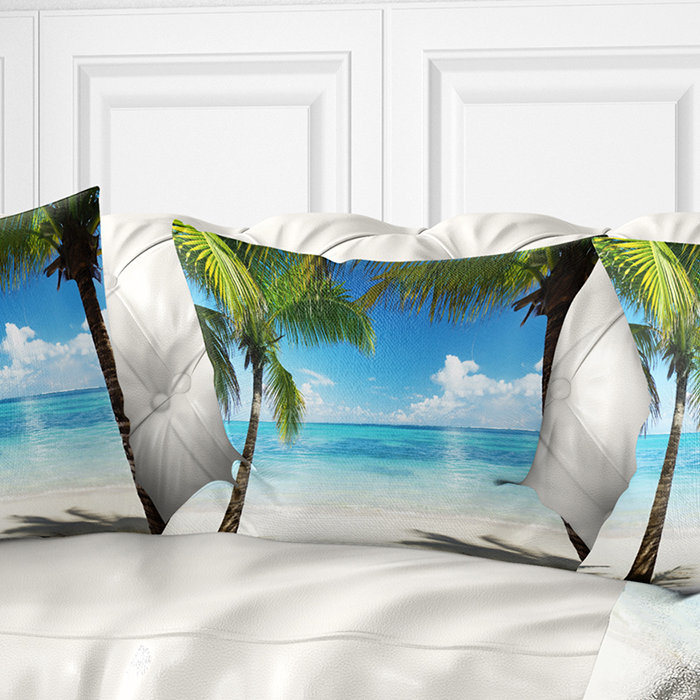 Photographie de paysage, palmiers et oreiller de mer, 16 po x 1 po, Coussin décoratif