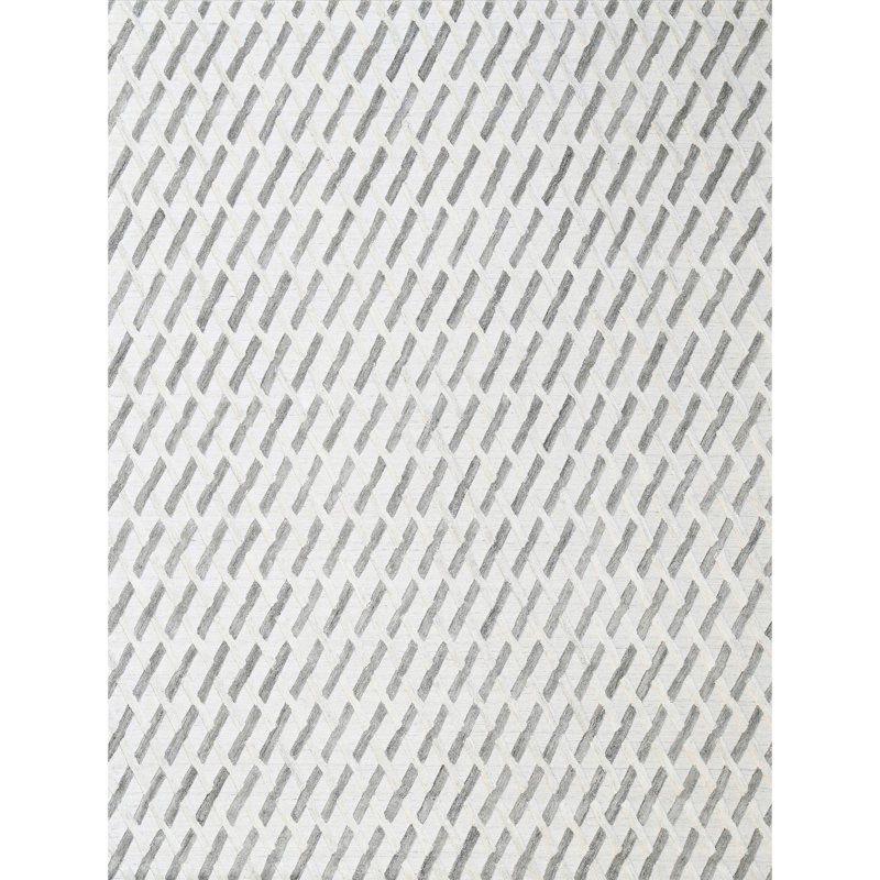 Tapis gris / beige noué à la main de haute qualité, Rectangle 6 pi x 9 pi