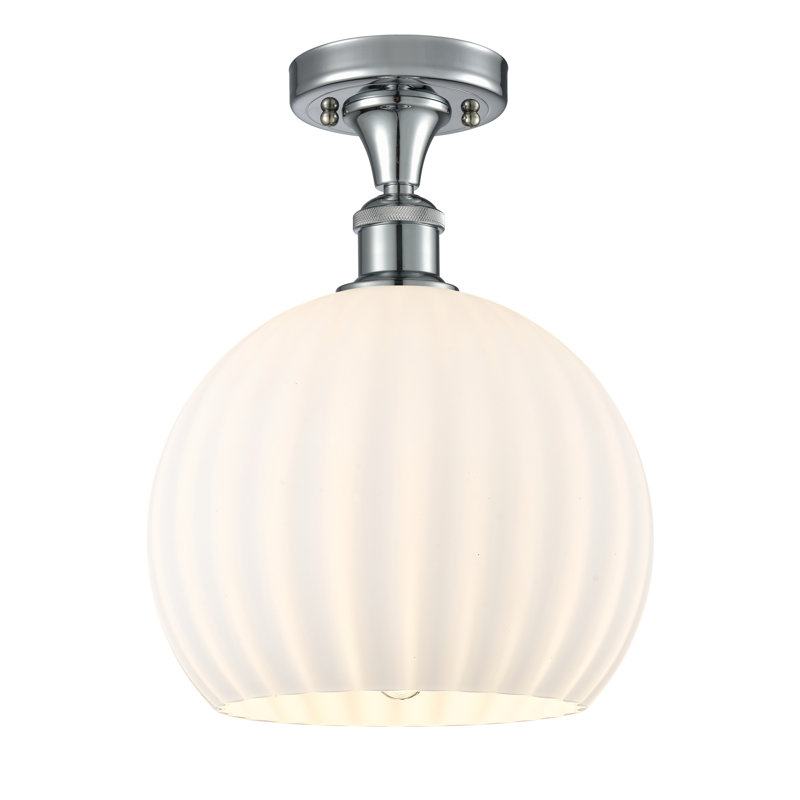 Plafonnier semi-encastré 1 lumière Ballston - Adriao, Chrome poli, H 13 po x l 10 po x P 10 po
