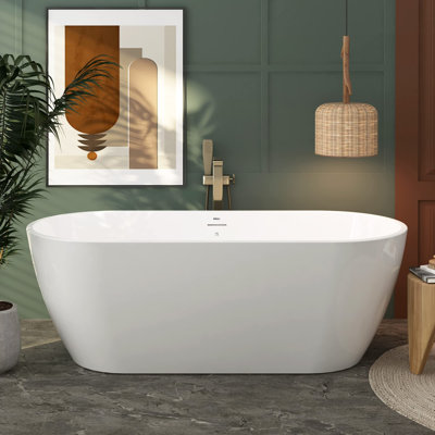Bali Elite 67" x 30" Freestanding Soaking Acrylic Bathtub with Brushed Nickel Drain