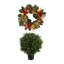Traditional Hydrangea Fall Wreath with UV Rated Outdoor Boxwood Drop-In